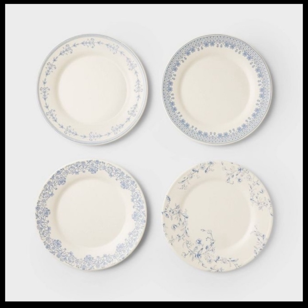 Studio McGee 4pc 10.5" Melamine Mixed Pattern Dinner Plate Set 2024 Rele…